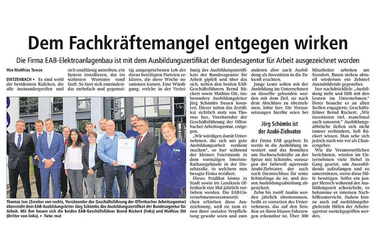 Dem Fachkräftemangel entgegen wirken