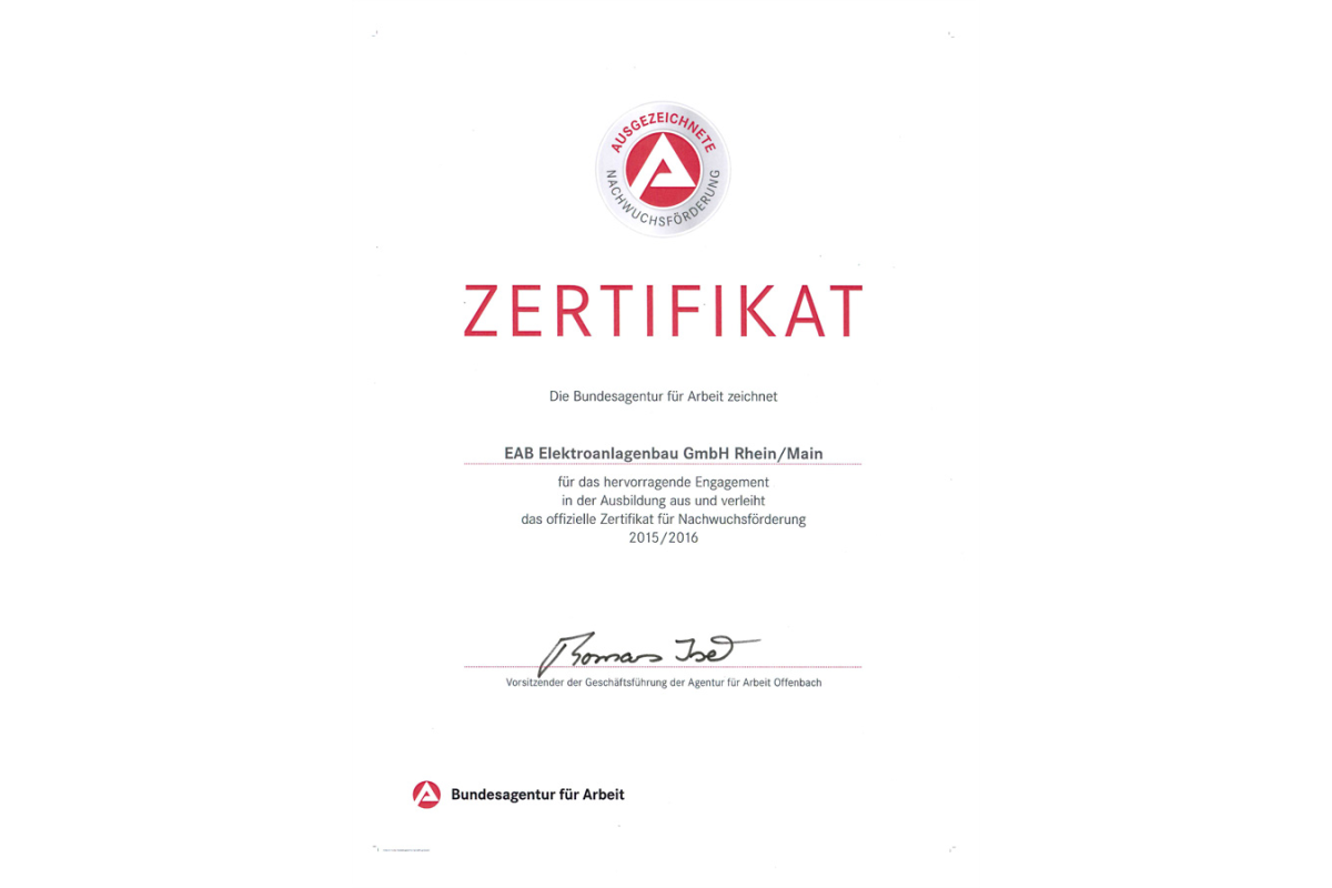 Zertifikat Ausbildung EAB